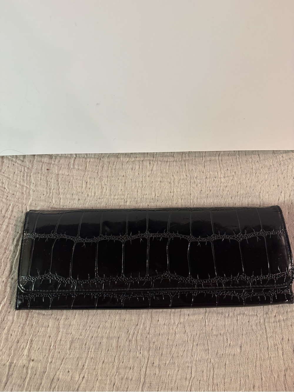Faux Patent Leather Croc Embossed Big Buddha Clutch